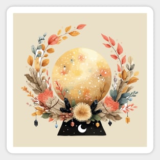 Full Moon in a Celestial Wreath - Witchy & Astrology Art Magnet